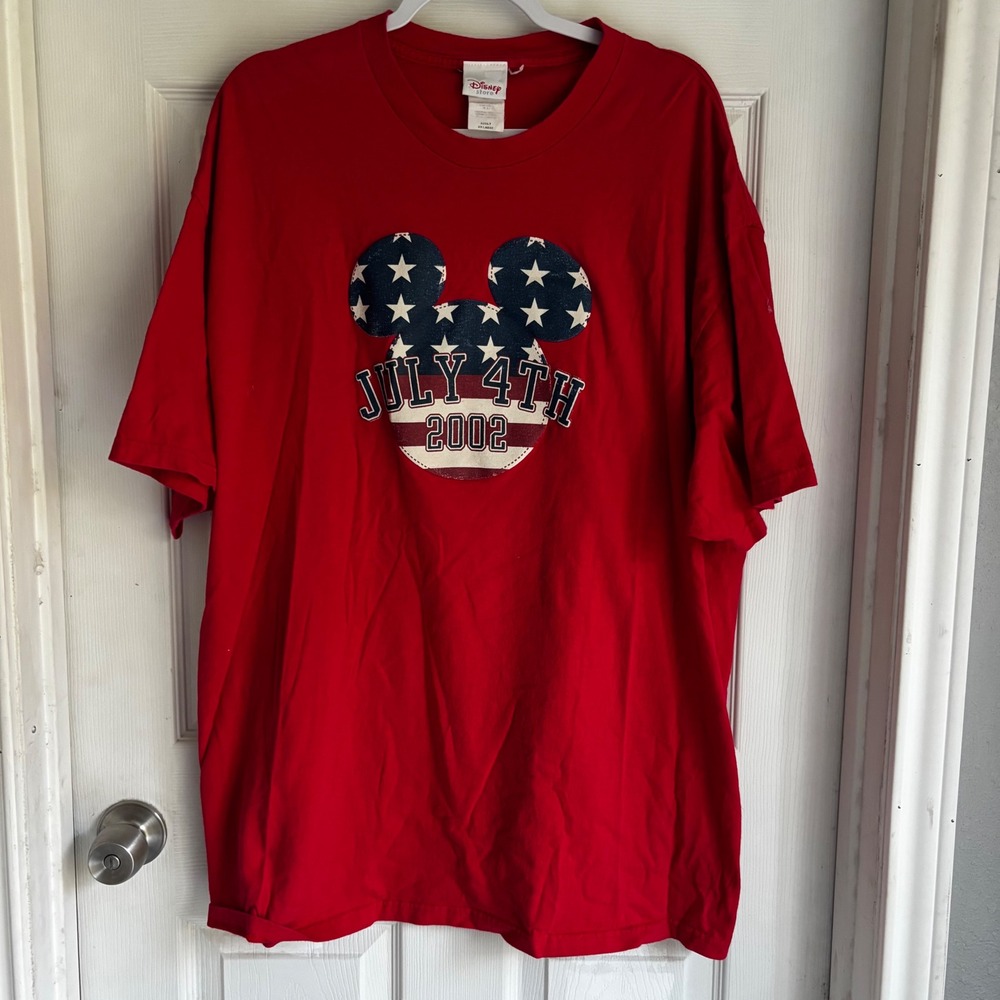 Disney Store July‎ 4th 2002 Mickey Mouse Patriotic T Shirt XX Large Red VTG y2k